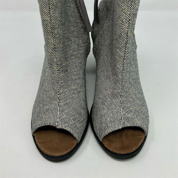 TOMS Women's Majorca Gray Peep Toe Sandal Booties Size 7 Block Heel Zip - Picture 5 of 11